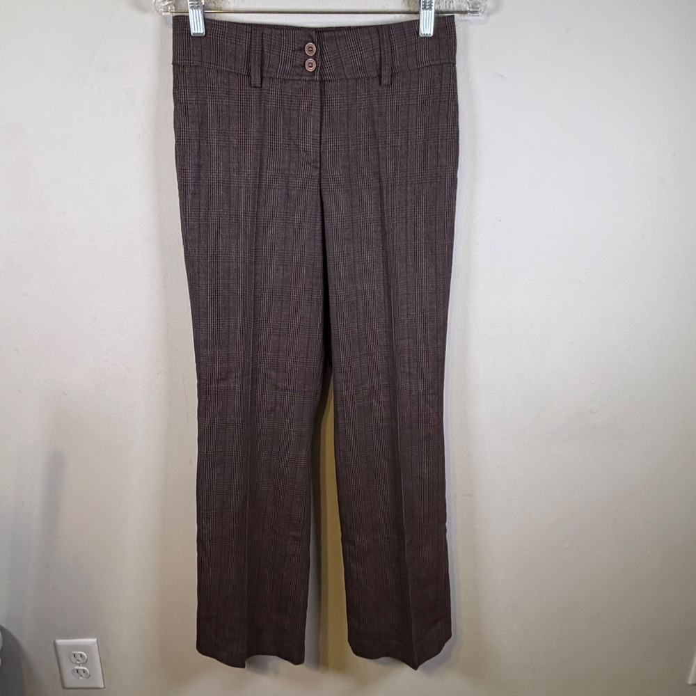 Cambio Womens Trousers Wool Blend Glen Plaid Brown 4